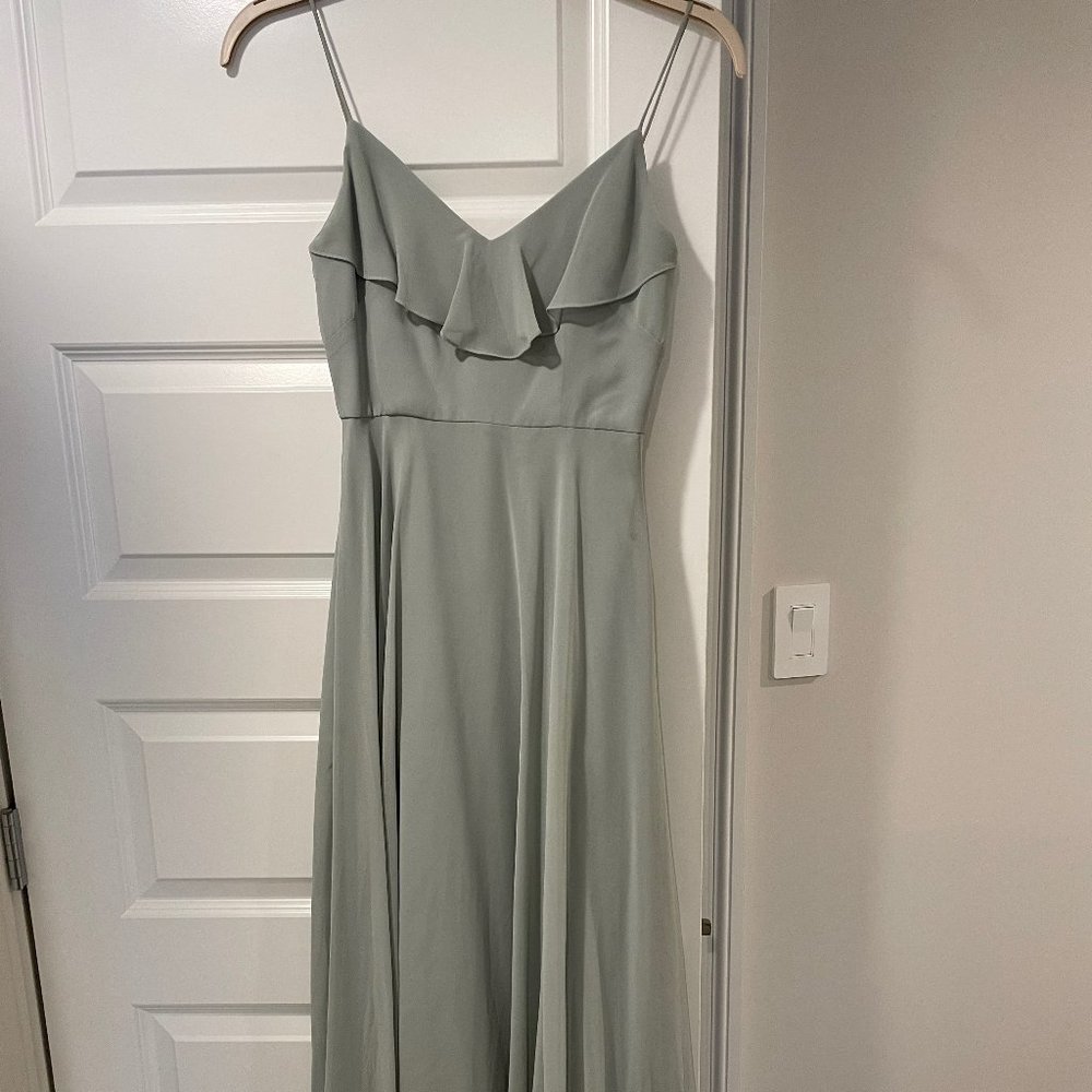 Jenny Yoo Mila Morning Mist Luxe Chiffon Bridesmaid Dress Size 4